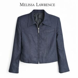 Vintage Melissa Lawrence Black Silk Cropped Jacket‎ Minimalist 90s Blazer Sz 10